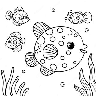 प्यारा Puffer Fish पानी के नीचे रंग भरने वाला पृष्ठ रंग भरने वाले पृष्ठ