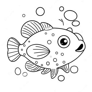 खुश Puffer Fish बुलबुले के साथ रंग भरने वाला पृष्ठ रंग भरने वाले पृष्ठ