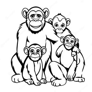 चिंपांजी परिवार रंग पेज रंग भरने वाले पृष्ठ
