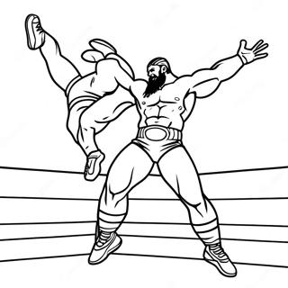 प्रतिद्वंद्वी पर कूदता Wwe पहलवान रंग पेज रंग भरने वाले पृष्ठ