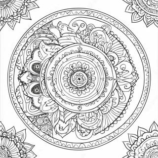 विस्तृत पशु मंडला रंग पेज रंग भरने वाले पृष्ठ