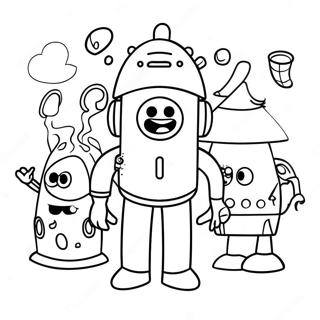 Colorful Storybots Adventure Coloring Page रंग भरने वाले पृष्ठ
